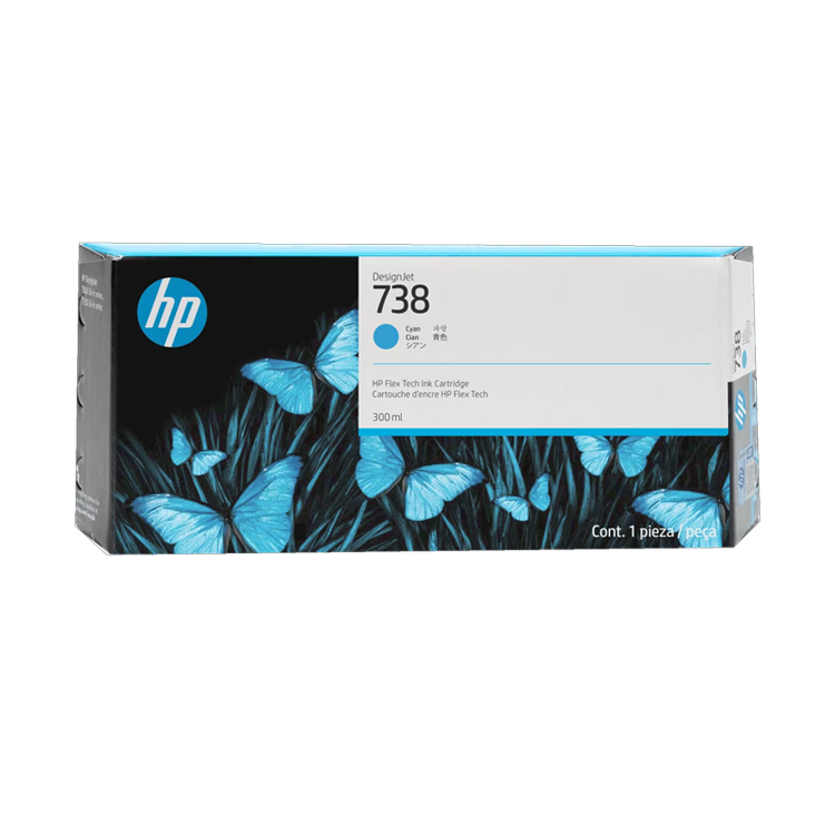 HP 738 300ml Cyan DesignJet Ink Cartridge for HP DesignJet T850 & T950 (676M6A)