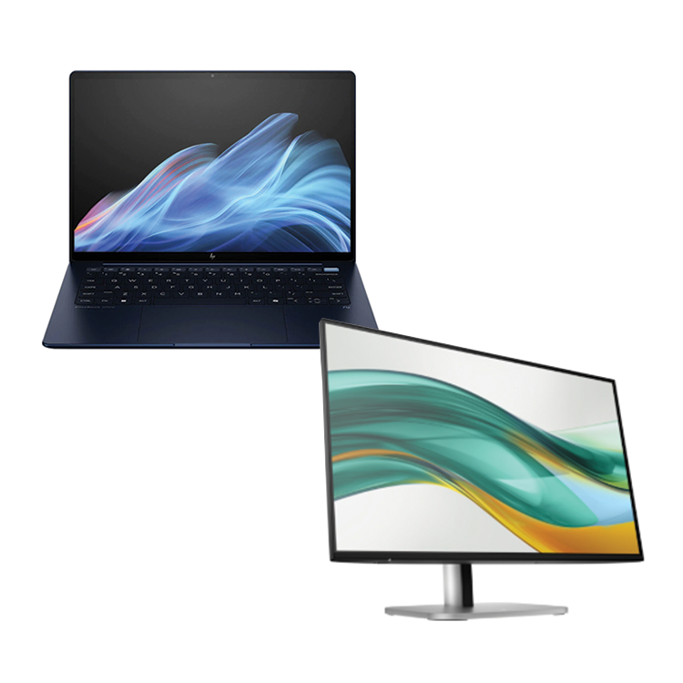 HP EliteBook Ultra G1i 14” AI Laptop (Intel U5-226V, 16GB/512GB) + HP Series 5 23.8” FHD Monitor 524PF Bundle [B9GE2PT]