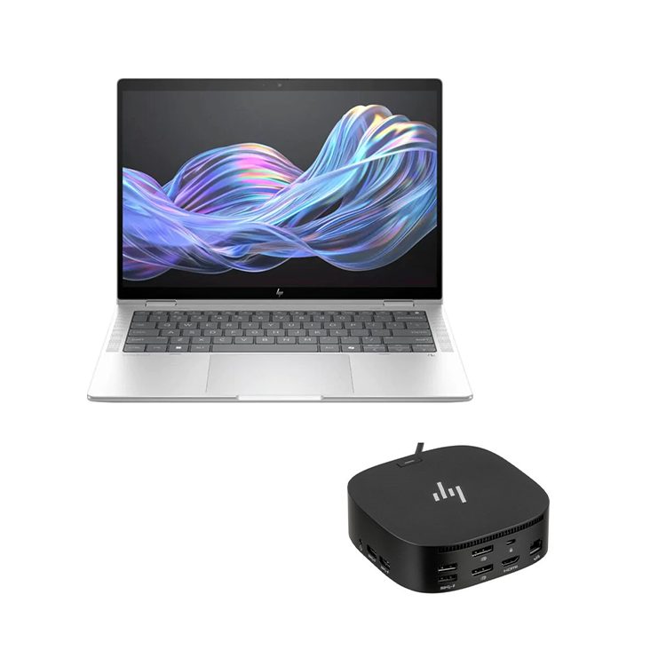 HP EliteBook X Flip G1i 14” AI 2-in-1 Laptop (Intel U5, 16GB/512GB) + HP USB-C Dock G5 Bundle [B9GG3PT]