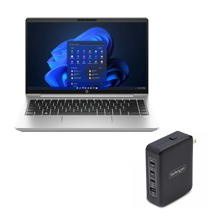 HP ProBook 445 G10 14” Laptop (AMD Ryzen 5-7530U, 16GB/512GB) + StarTech 140W USB-C Wall Charger Bundle (AP3Z8AT)