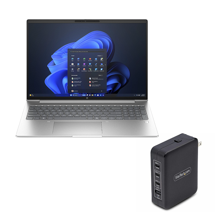 HP EliteBook 830 G11 13.3” Laptop (Intel U5-125U, 16GB/512GB, WUXGA, Windows 11 Pro) + StarTech 140W USB-C Wall Charger Bundle (A1UP4PT)