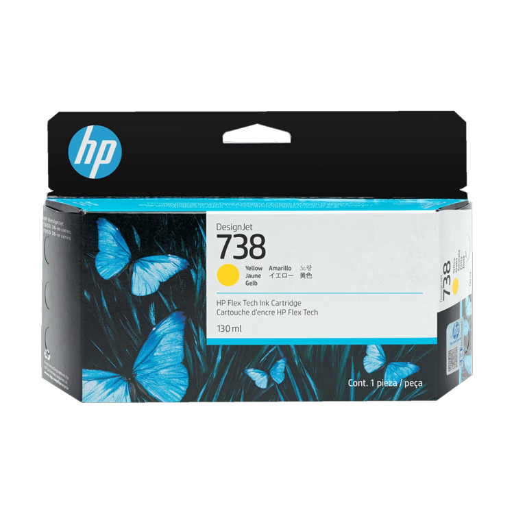 HP 738 130ml Yellow DesignJet Ink Cartridge for HP DesignJet T850 & T950 (498N7A)